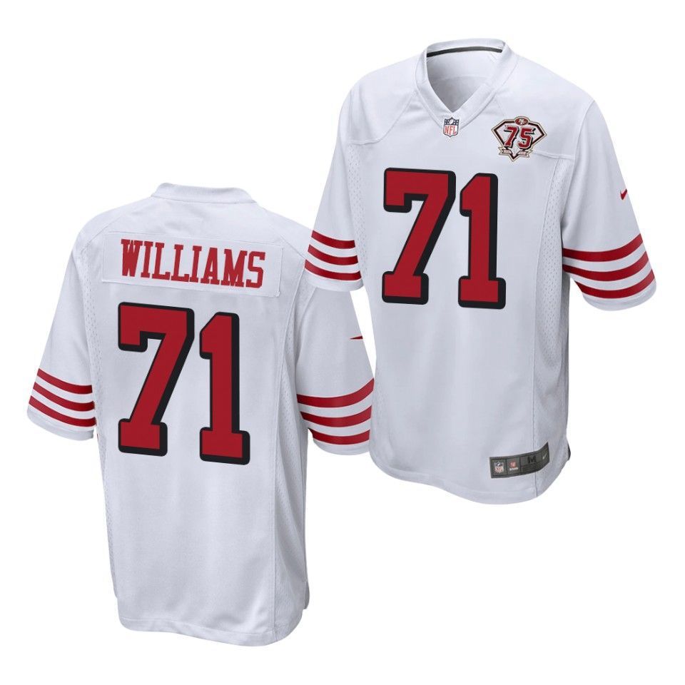Men San Francisco 49ers #71 Trent Williams White 75th Anniversary Throwback Game NFL Jersey